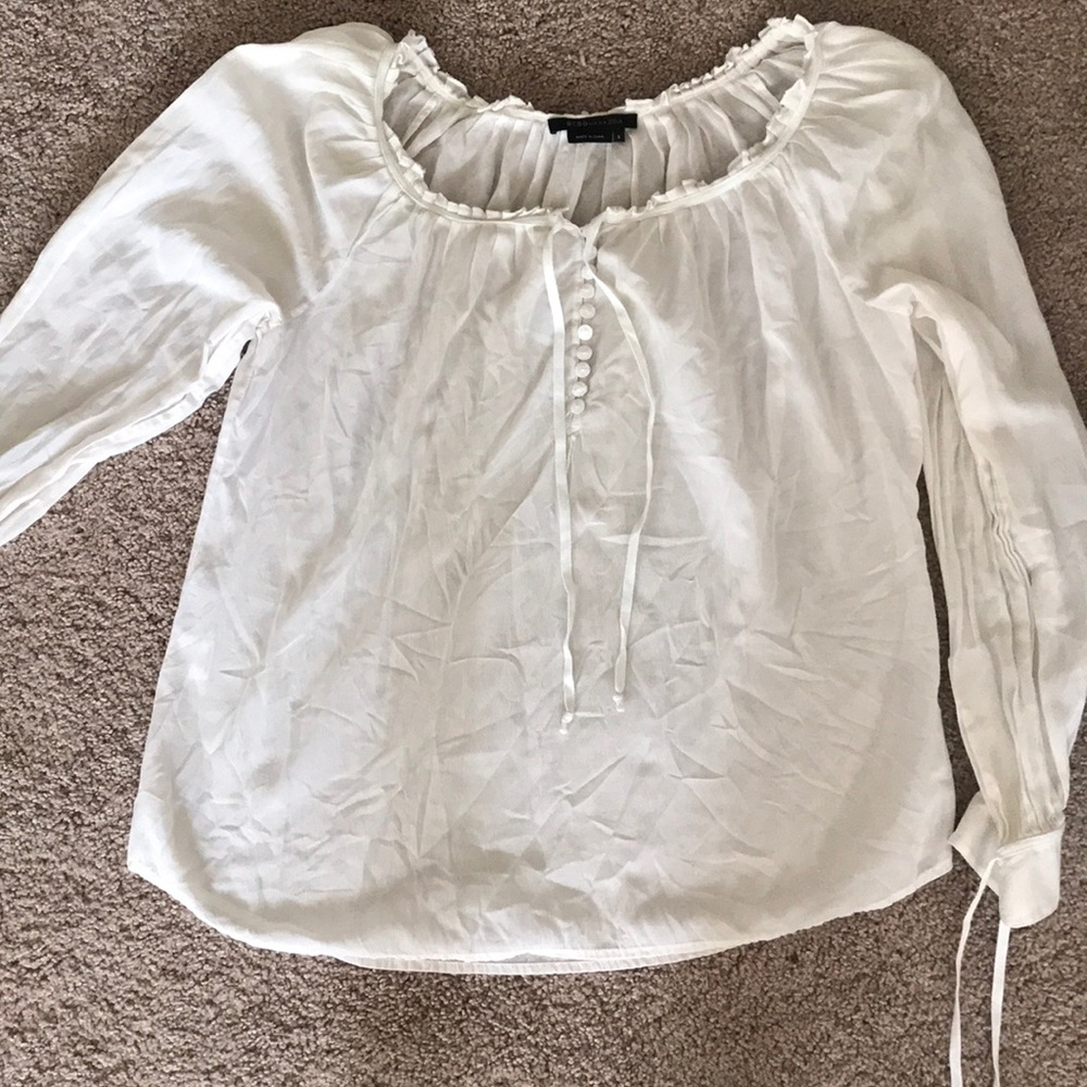BCBG light white Boho Top